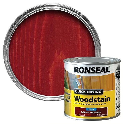 Ronseal Wood Stain Dark Mahogany Satin 250ml Handy Cabin