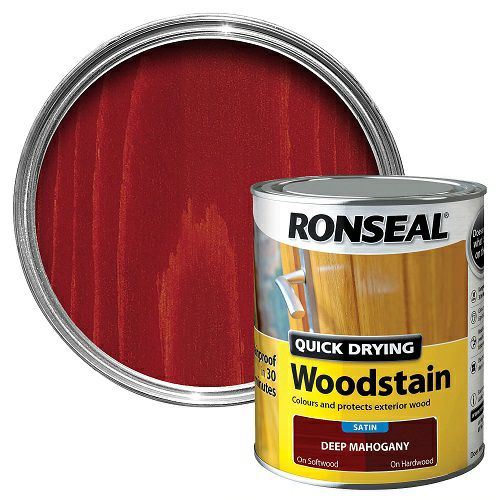 Ronseal Wood Stain Deep Mahogany Satin 750ml Handy Cabin